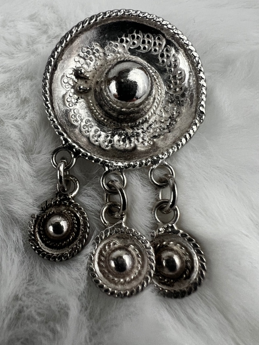 Vintage Sterling Silver JCSR Mexico Sombrero Brooch